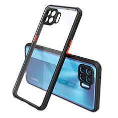 Custodia Silicone Trasparente Specchio Laterale Cover per Oppo Reno4 Lite Nero