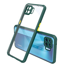 Custodia Silicone Trasparente Specchio Laterale Cover per Oppo Reno4 Lite Verde Notte