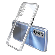 Custodia Silicone Trasparente Specchio Laterale Cover per Realme 7 Argento