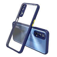 Custodia Silicone Trasparente Specchio Laterale Cover per Realme 7 Blu