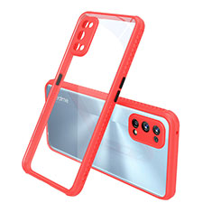 Custodia Silicone Trasparente Specchio Laterale Cover per Realme 7 Pro Rosso