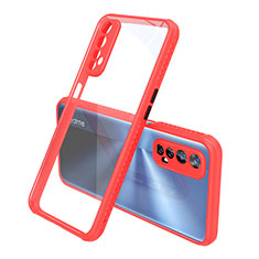 Custodia Silicone Trasparente Specchio Laterale Cover per Realme 7 Rosso