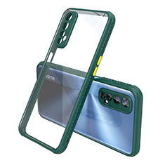 Custodia Silicone Trasparente Specchio Laterale Cover per Realme 7 Verde Notte