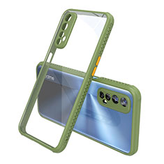 Custodia Silicone Trasparente Specchio Laterale Cover per Realme Narzo 30 4G Verde
