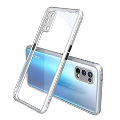 Custodia Silicone Trasparente Specchio Laterale Cover per Realme X7 5G Argento