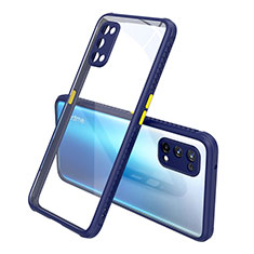 Custodia Silicone Trasparente Specchio Laterale Cover per Realme X7 5G Blu