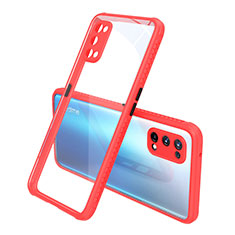 Custodia Silicone Trasparente Specchio Laterale Cover per Realme X7 5G Rosso