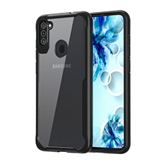 Custodia Silicone Trasparente Specchio Laterale Cover per Samsung Galaxy A11 Nero