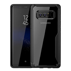 Custodia Silicone Trasparente Specchio Laterale Cover per Samsung Galaxy Note 8 Duos N950F Nero