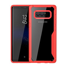 Custodia Silicone Trasparente Specchio Laterale Cover per Samsung Galaxy Note 8 Rosso