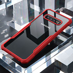 Custodia Silicone Trasparente Specchio Laterale Cover per Samsung Galaxy S10 5G Rosso