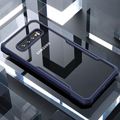 Custodia Silicone Trasparente Specchio Laterale Cover per Samsung Galaxy S10 Blu