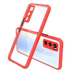 Custodia Silicone Trasparente Specchio Laterale Cover per Vivo V20 SE Rosso