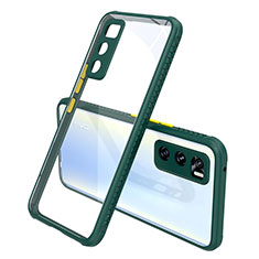 Custodia Silicone Trasparente Specchio Laterale Cover per Vivo V20 SE Verde Notte