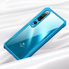 Custodia Silicone Trasparente Specchio Laterale Cover per Xiaomi Mi 10 Blu