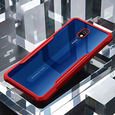 Custodia Silicone Trasparente Specchio Laterale Cover per Xiaomi Redmi 8A Rosso