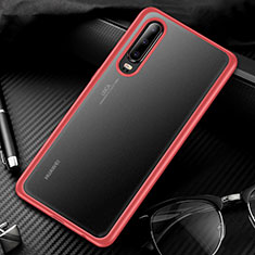 Custodia Silicone Trasparente Specchio Laterale Cover T01 per Huawei P30 Rosso
