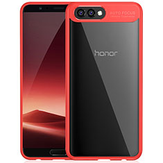 Custodia Silicone Trasparente Specchio Laterale per Huawei Honor V10 Rosso
