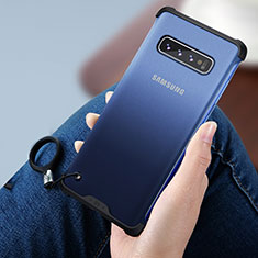 Custodia Silicone Trasparente Specchio Laterale per Samsung Galaxy S10 5G Blu