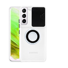 Custodia Silicone Trasparente Ultra Slim Cover Morbida con Anello Supporto A01 per Samsung Galaxy S21 5G Nero