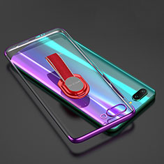 Custodia Silicone Trasparente Ultra Slim Cover Morbida con Anello Supporto per Huawei Honor 10 Viola