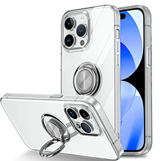 Custodia Silicone Trasparente Ultra Slim Cover Morbida con Magnetico Anello Supporto A01 per Apple iPhone 13 Pro Chiaro