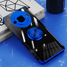 Custodia Silicone Trasparente Ultra Slim Cover Morbida con Magnetico Anello Supporto AN1 per Sharp Aquos R8s Pro Blu