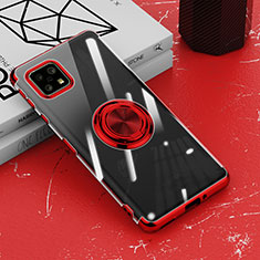 Custodia Silicone Trasparente Ultra Slim Cover Morbida con Magnetico Anello Supporto AN1 per Sharp Aquos Sense4 Rosso