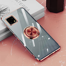 Custodia Silicone Trasparente Ultra Slim Cover Morbida con Magnetico Anello Supporto AN1 per Sharp Aquos Sense6s Oro Rosa