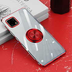 Custodia Silicone Trasparente Ultra Slim Cover Morbida con Magnetico Anello Supporto AN1 per Sharp Aquos Sense6s Rosso