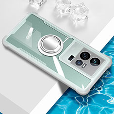 Custodia Silicone Trasparente Ultra Slim Cover Morbida con Magnetico Anello Supporto BH1 per Vivo iQOO 11 5G Bianco