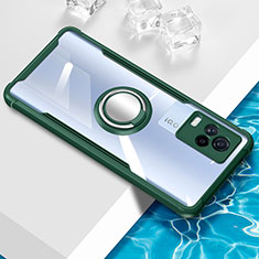 Custodia Silicone Trasparente Ultra Slim Cover Morbida con Magnetico Anello Supporto BH1 per Vivo iQOO 7 5G Verde