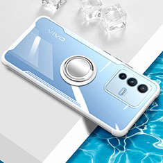 Custodia Silicone Trasparente Ultra Slim Cover Morbida con Magnetico Anello Supporto BH1 per Vivo V23 5G Bianco