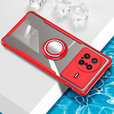 Custodia Silicone Trasparente Ultra Slim Cover Morbida con Magnetico Anello Supporto BH1 per Vivo X Note Rosso
