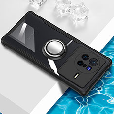 Custodia Silicone Trasparente Ultra Slim Cover Morbida con Magnetico Anello Supporto BH1 per Vivo X80 5G Nero