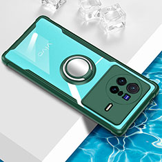 Custodia Silicone Trasparente Ultra Slim Cover Morbida con Magnetico Anello Supporto BH1 per Vivo X80 5G Verde