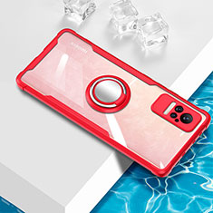 Custodia Silicone Trasparente Ultra Slim Cover Morbida con Magnetico Anello Supporto BH1 per Xiaomi Civi 1S 5G Rosso