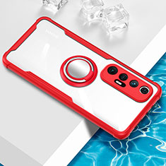 Custodia Silicone Trasparente Ultra Slim Cover Morbida con Magnetico Anello Supporto BH1 per Xiaomi Mi 10S 5G Rosso