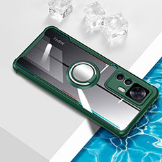 Custodia Silicone Trasparente Ultra Slim Cover Morbida con Magnetico Anello Supporto BH1 per Xiaomi Mi 12T 5G Verde