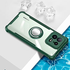 Custodia Silicone Trasparente Ultra Slim Cover Morbida con Magnetico Anello Supporto BH1 per Xiaomi Mi 13 5G Verde