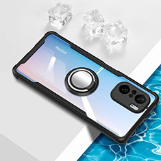 Custodia Silicone Trasparente Ultra Slim Cover Morbida con Magnetico Anello Supporto BH1 per Xiaomi Poco F3 5G Nero