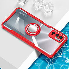 Custodia Silicone Trasparente Ultra Slim Cover Morbida con Magnetico Anello Supporto BH1 per Xiaomi POCO M3 Pro 5G Rosso