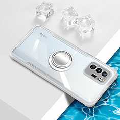 Custodia Silicone Trasparente Ultra Slim Cover Morbida con Magnetico Anello Supporto BH1 per Xiaomi Poco X3 GT 5G Bianco