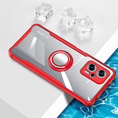 Custodia Silicone Trasparente Ultra Slim Cover Morbida con Magnetico Anello Supporto BH1 per Xiaomi Poco X4 GT 5G Rosso