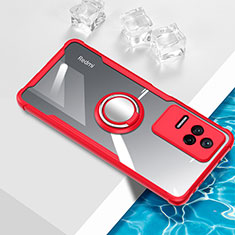 Custodia Silicone Trasparente Ultra Slim Cover Morbida con Magnetico Anello Supporto BH1 per Xiaomi Redmi K50 5G Rosso