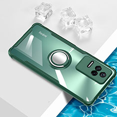 Custodia Silicone Trasparente Ultra Slim Cover Morbida con Magnetico Anello Supporto BH1 per Xiaomi Redmi K50 5G Verde