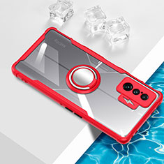 Custodia Silicone Trasparente Ultra Slim Cover Morbida con Magnetico Anello Supporto BH1 per Xiaomi Redmi K50 Gaming 5G Rosso