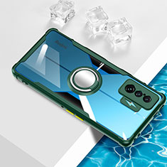 Custodia Silicone Trasparente Ultra Slim Cover Morbida con Magnetico Anello Supporto BH1 per Xiaomi Redmi K50 Gaming 5G Verde