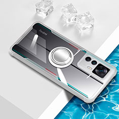 Custodia Silicone Trasparente Ultra Slim Cover Morbida con Magnetico Anello Supporto BH1 per Xiaomi Redmi K50 Ultra 5G Bianco