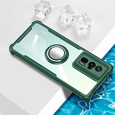 Custodia Silicone Trasparente Ultra Slim Cover Morbida con Magnetico Anello Supporto BH1 per Xiaomi Redmi K60 5G Verde